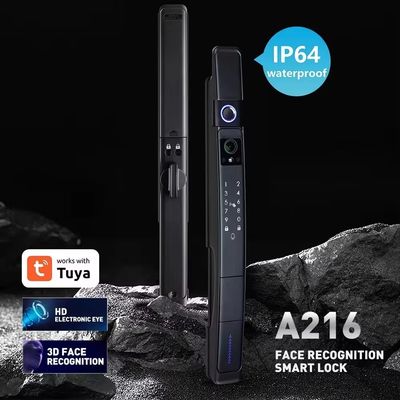 Μαύρη κλειδαριά έξυπνης πόρτας με κάμερα και αναγνώριση προσώπου 3D δακτυλικών αποτυπωμάτων