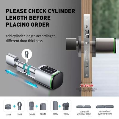 35-45mm πάχος πόρτας Tuya App Ανοίξτε έξυπνη ψηφιακή ηλεκτρονική κυλινδρική κλειδαριά πόρτας
