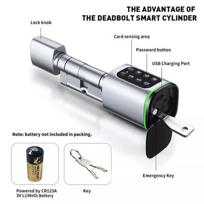 35-45mm πάχος πόρτας Tuya App Ανοίξτε έξυπνη ψηφιακή ηλεκτρονική κυλινδρική κλειδαριά πόρτας