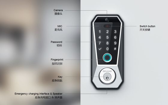 Tuya WIFI ψηφιακή έξυπνη κλειδαριά πόρτας με κάρτα μνήμης αποθήκευση δεδομένων και πρόσβαση στα δακτυλικά αποτυπώματα