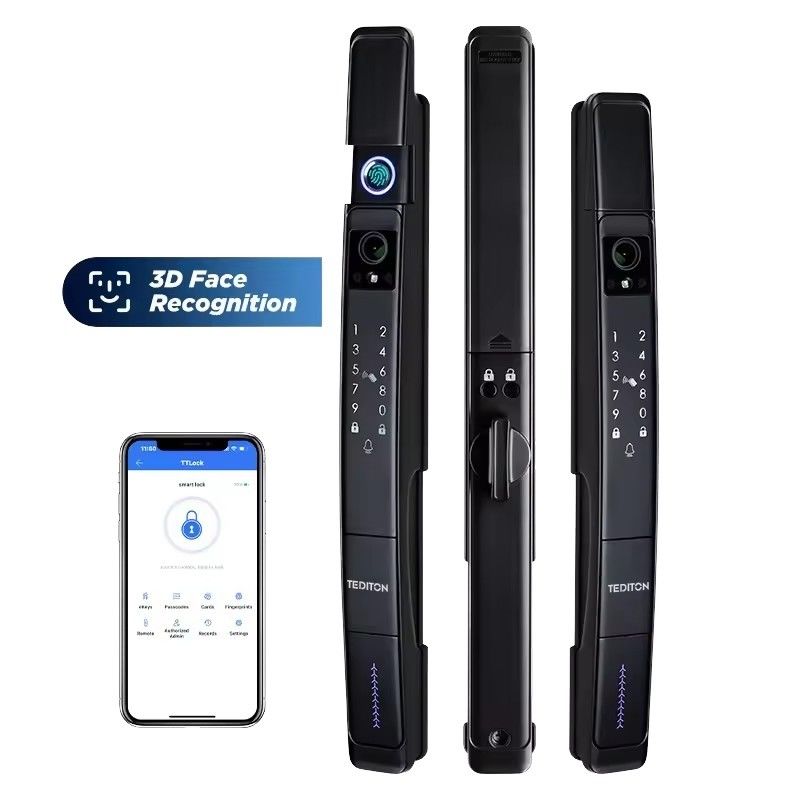 Αδιάβροχη IP 64 Wifi Black 3D αναγνώριση προσώπου έξυπνη κάμερα κλειδαριού πόρτας με εφαρμογή TUYA